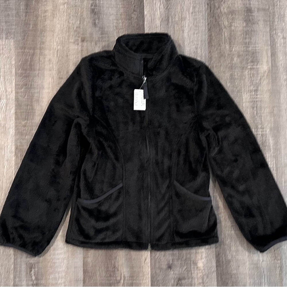 New Kids Large (10-12) Black Plush Full Zip Jacket